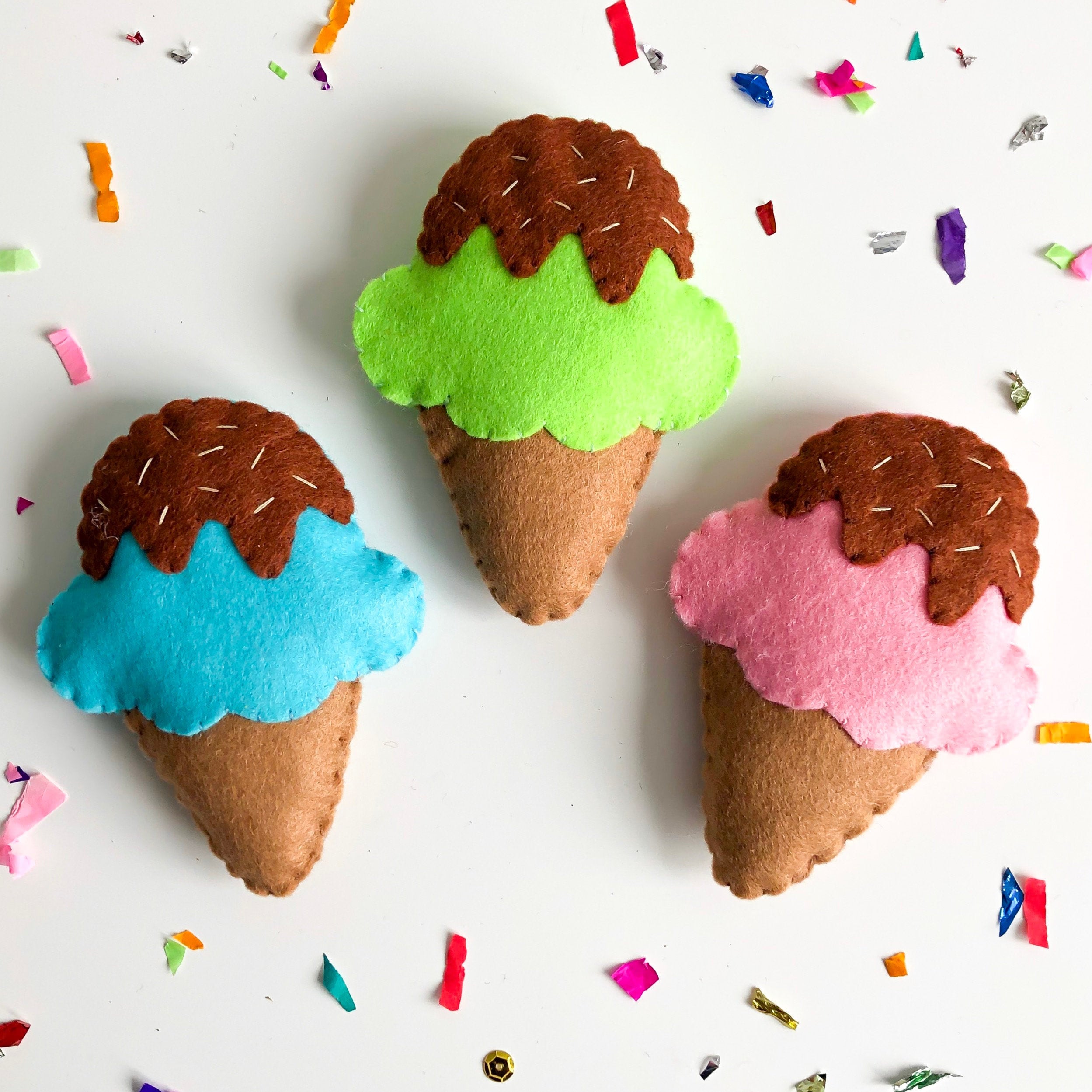 Felt Ice Cream Cones / Felt Ice Cream / Felt Play Food / Ice Cream